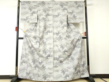 平和屋着物●本場大島紬 白大島 一元7マルキ 総絣 葉尽くし 正絹 逸品 AABF5204cs