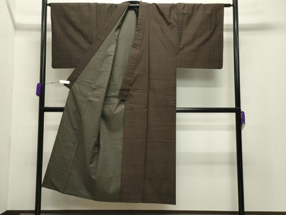 平和屋着物●男性 紬 アンサンブル 霞文 赤黒色 正絹 逸品 CABB0371gh