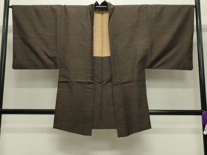 平和屋着物●男性 紬 アンサンブル 霞文 赤黒色 正絹 逸品 CABB0371gh