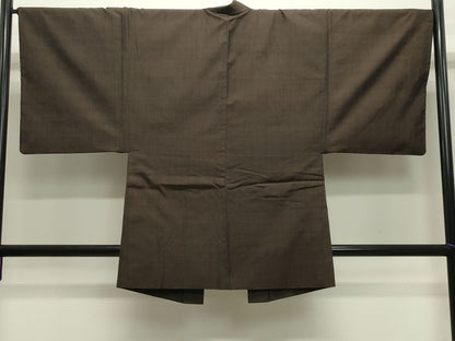 平和屋着物●男性 紬 アンサンブル 霞文 赤黒色 正絹 逸品 CABB0371gh