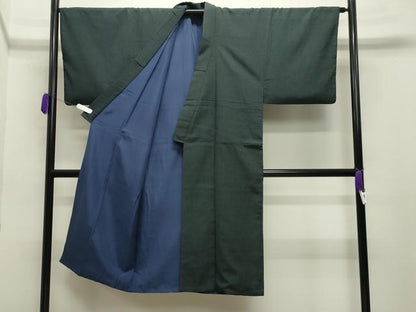 平和屋着物●男性 本塩沢 アンサンブル・長襦袢セット 蚊絣 正絹 逸品 CABC8012gh