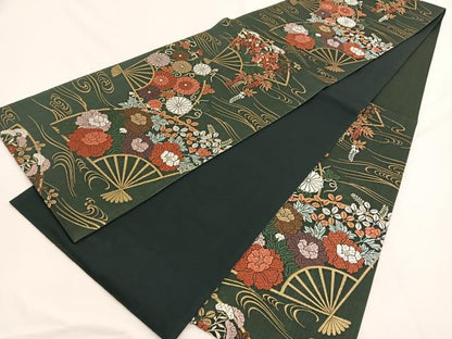 平和屋着物●六通柄袋帯 唐織能衣文 金糸 正絹 逸品 BAAW4376hv
