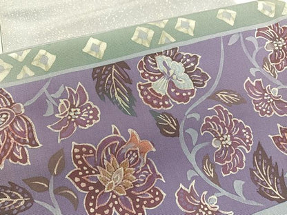 平和屋着物●両面 太鼓柄袋帯 本場染大島紬 刺繍 更紗花文 ろうけつ染め 金銀糸 正絹 逸品 BAAW4372hv