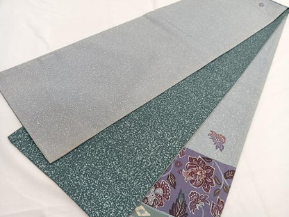 平和屋着物●両面 太鼓柄袋帯 本場染大島紬 刺繍 更紗花文 ろうけつ染め 金銀糸 正絹 逸品 BAAW4372hv
