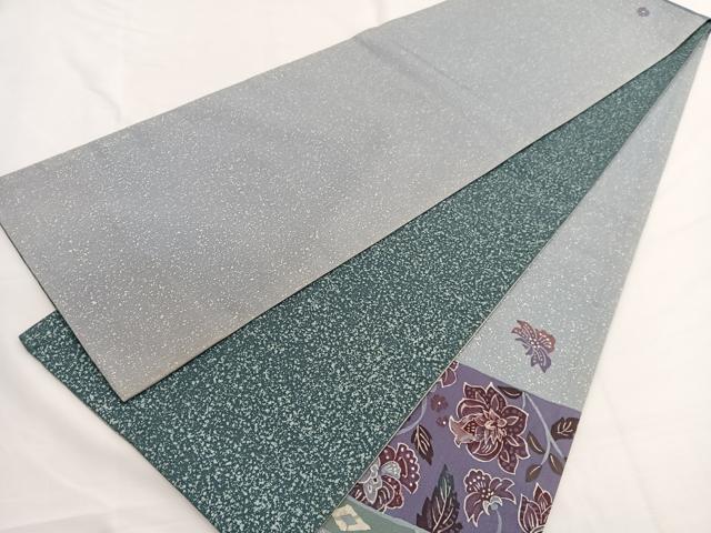 平和屋着物●両面 太鼓柄袋帯 本場染大島紬 刺繍 更紗花文 ろうけつ染め 金銀糸 正絹 逸品 BAAW4372hv