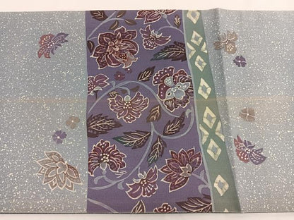 平和屋着物●両面 太鼓柄袋帯 本場染大島紬 刺繍 更紗花文 ろうけつ染め 金銀糸 正絹 逸品 BAAW4372hv