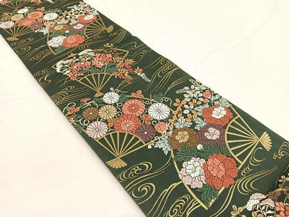 平和屋着物●六通柄袋帯 唐織能衣文 金糸 正絹 逸品 BAAW4376hv