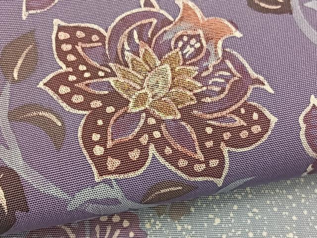 平和屋着物●両面 太鼓柄袋帯 本場染大島紬 刺繍 更紗花文 ろうけつ染め 金銀糸 正絹 逸品 BAAW4372hv