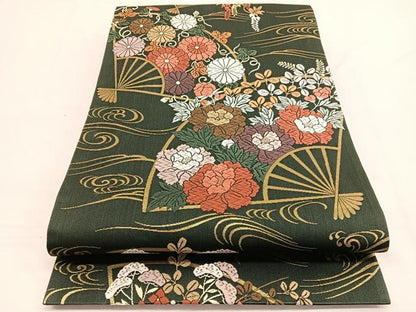 平和屋着物●六通柄袋帯 唐織能衣文 金糸 正絹 逸品 BAAW4376hv