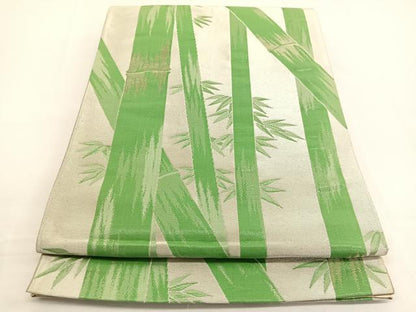 平和屋着物◎六通柄袋帯　笹竹文　金銀糸　正絹　逸品　BAAW4420hv