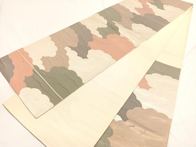 平和屋着物◎六通柄袋帯　ふくれ織　瑞雲　金銀糸　正絹　逸品　BAAW4505hv