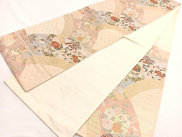 平和屋着物◎六通柄袋帯 唐織 青海花丸小袖 金糸 正絹 逸品 BAAW4469hv