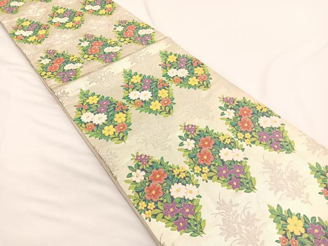 平和屋着物◎六通柄袋帯 花菱文 金銀糸 正絹 逸品 BAAW4489hv