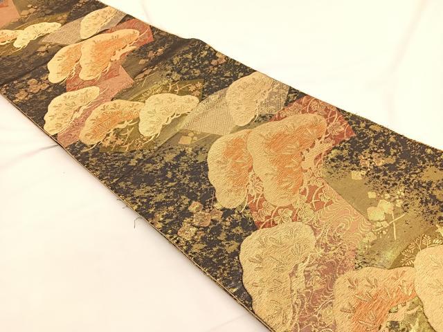 平和屋着物◎六通柄袋帯 地紙松文 金糸 正絹 逸品 BAAW4490hv