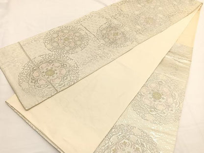 平和屋着物◎六通柄袋帯 唐織 正倉院花文 金銀糸 正絹 逸品 BAAW4520hv
