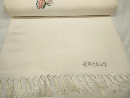 平和屋着物●京の名門・菱屋六右ェ門 紬 反物 着尺 舞蝶文 逸品 未使用 DABA7749zzz