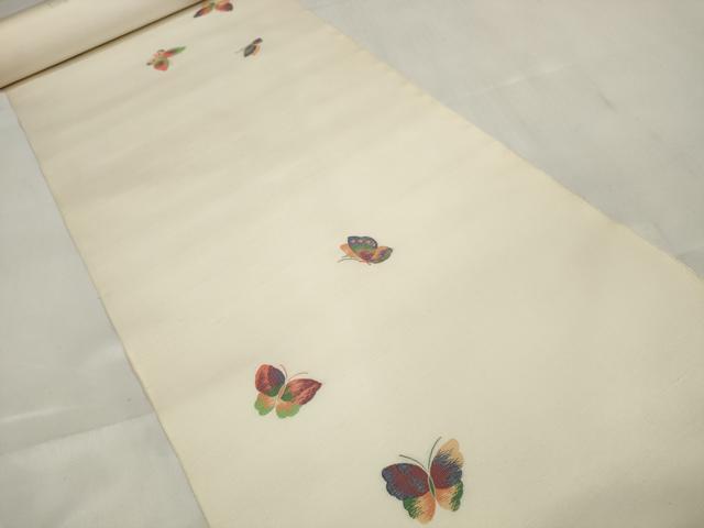 平和屋着物●京の名門・菱屋六右ェ門 紬 反物 着尺 舞蝶文 逸品 未使用 DABA7749zzz
