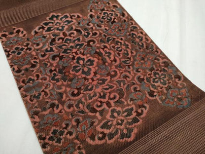 平和屋着物●太鼓柄袋帯　輪奈織　花唐草文　正絹　逸品　CABC5512hy