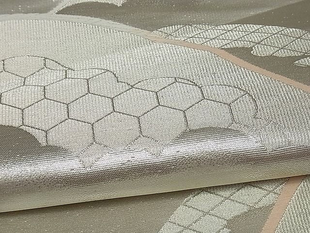 平和屋着物■六通柄袋帯 唐織 遠山吉祥文 銀糸 逸品 ng2537