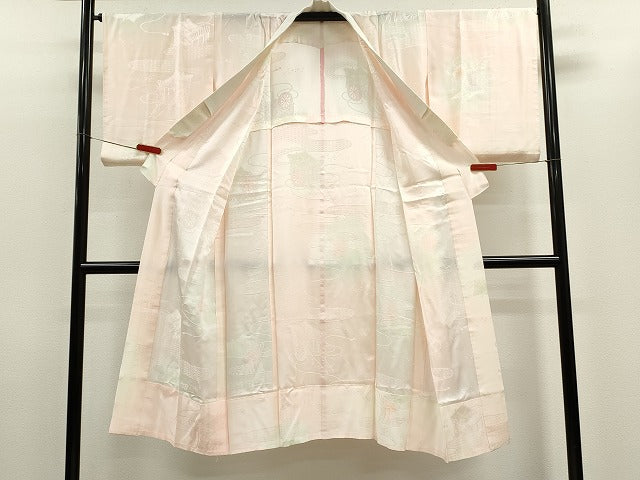 平和屋着物■長襦袢 御所車地紋 暈し染め 正絹 逸品 CABB9925ze