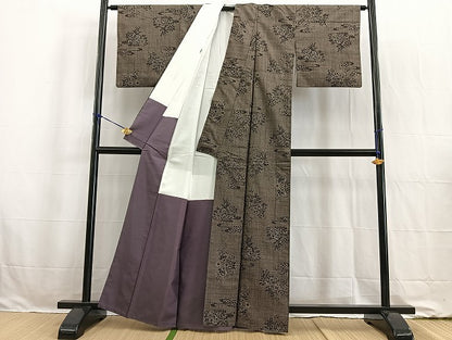 平和屋着物●本場大島紬 7マルキ 渡り橋花文 正絹 逸品 BAAW2180yc