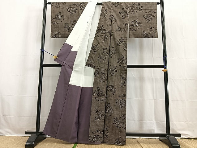 平和屋着物●本場大島紬 7マルキ 渡り橋花文 正絹 逸品 BAAW2180yc