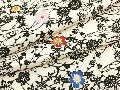 平和屋着物●紅型 小紋 流水花文 正絹 逸品 BAAW2184yc
