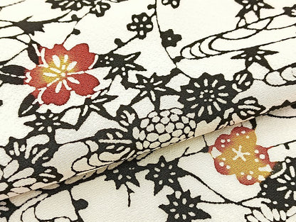 平和屋着物●紅型 小紋 流水花文 正絹 逸品 BAAW2184yc