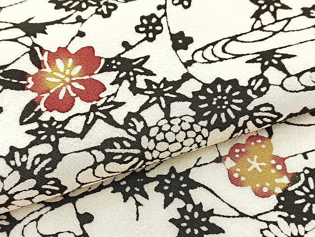 平和屋着物●紅型 小紋 流水花文 正絹 逸品 BAAW2184yc