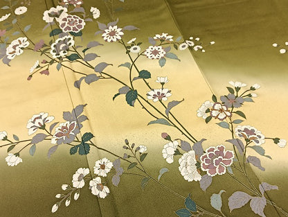 平和屋着物●訪問着 更紗花文 暈し染め 金彩 正絹 逸品 BAAW2182yc