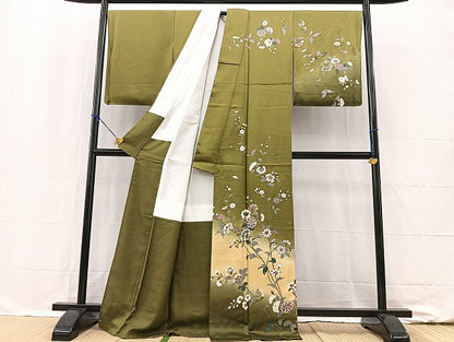 平和屋着物●訪問着 更紗花文 暈し染め 金彩 正絹 逸品 BAAW2182yc