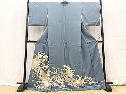 平和屋着物●豪華色留袖 作家物 駒刺繍 立波宝尽くし文 金彩 正絹 逸品 BAAW2181yc