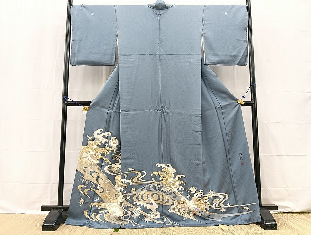 平和屋着物●豪華色留袖 作家物 駒刺繍 立波宝尽くし文 金彩 正絹 逸品 BAAW2181yc