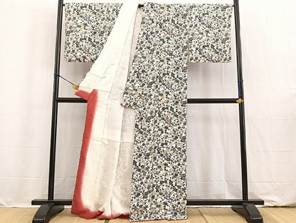 平和屋着物●紅型 小紋 流水花文 正絹 逸品 BAAW2184yc