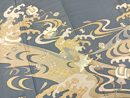 平和屋着物●豪華色留袖 作家物 駒刺繍 立波宝尽くし文 金彩 正絹 逸品 BAAW2181yc