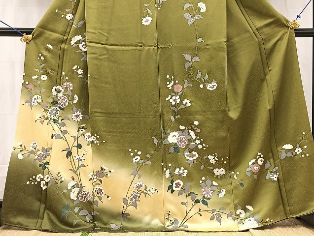 平和屋着物●訪問着 更紗花文 暈し染め 金彩 正絹 逸品 BAAW2182yc