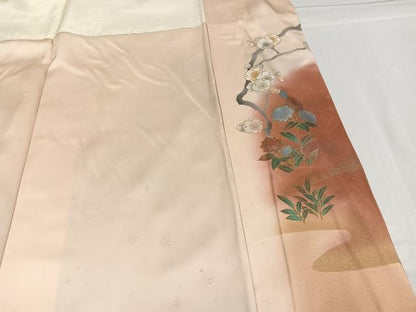 平和屋着物●訪問着 作家物 晃一 草花文 暈し染め 金彩 正絹 逸品 AABF6048ph