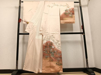 平和屋着物●訪問着 作家物 晃一 草花文 暈し染め 金彩 正絹 逸品 AABF6048ph