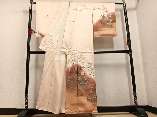 平和屋着物●訪問着 作家物 晃一 草花文 暈し染め 金彩 正絹 逸品 AABF6048ph