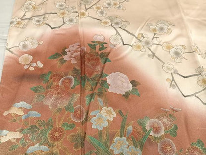 平和屋着物●訪問着 作家物 晃一 草花文 暈し染め 金彩 正絹 逸品 AABF6048ph
