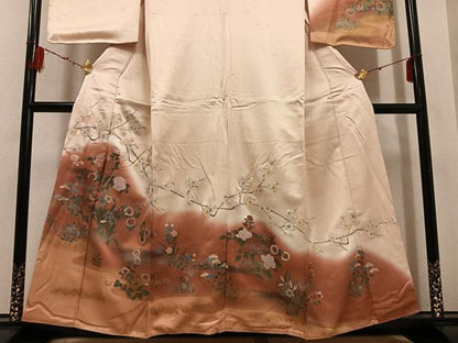 平和屋着物●訪問着 作家物 晃一 草花文 暈し染め 金彩 正絹 逸品 AABF6048ph