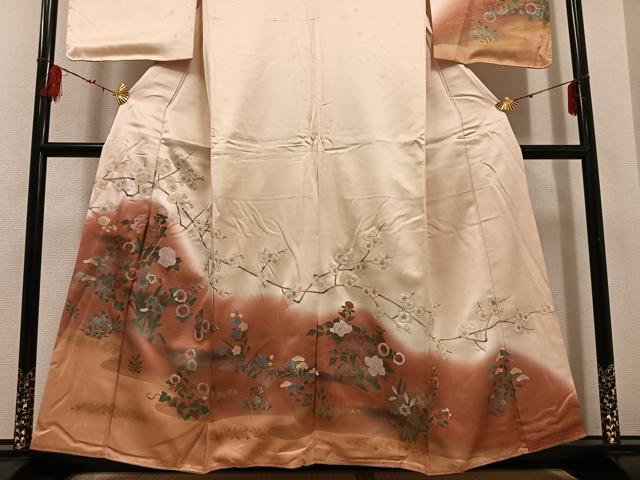 平和屋着物●訪問着 作家物 晃一 草花文 暈し染め 金彩 正絹 逸品 AABF6048ph