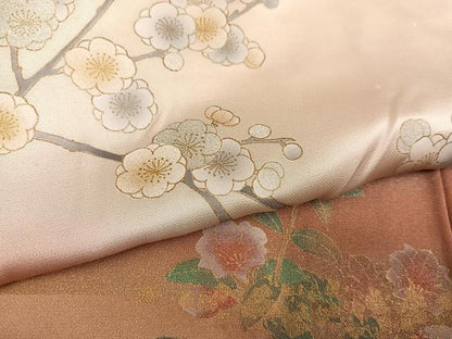 平和屋着物●訪問着 作家物 晃一 草花文 暈し染め 金彩 正絹 逸品 AABF6048ph