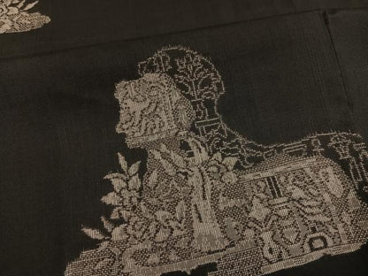 平和屋着物●本場大島紬 カタス9マルキ 地空き 総絣 オリエント花文 正絹 逸品 AABF6065ph