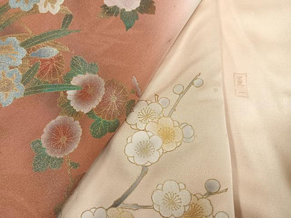 平和屋着物●訪問着 作家物 晃一 草花文 暈し染め 金彩 正絹 逸品 AABF6048ph