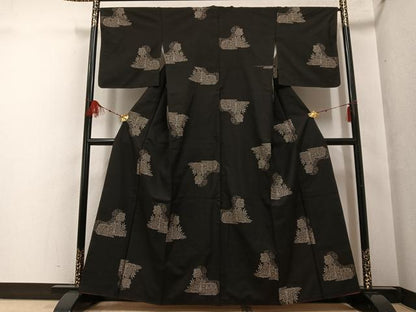 平和屋着物●本場大島紬 カタス9マルキ 地空き 総絣 オリエント花文 正絹 逸品 AABF6065ph