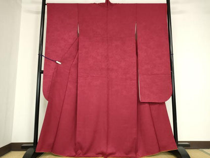 平和屋着物●パリコレクション ファッションモデル・デザイナー 山口小夜子 振袖 色無地 真紅色 正絹 逸品 DABA4640az