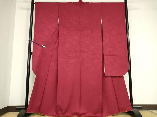 平和屋着物●パリコレクション ファッションモデル・デザイナー 山口小夜子 振袖 色無地 真紅色 正絹 逸品 DABA4640az