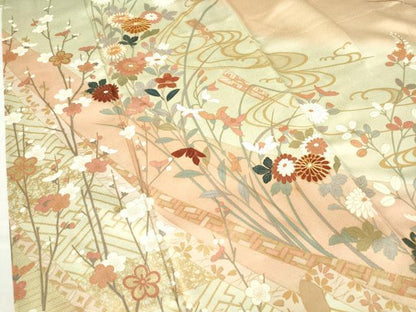 平和屋着物●訪問着 駒刺繍 吉祥流水花文 金彩 正絹 逸品 DABA4643az