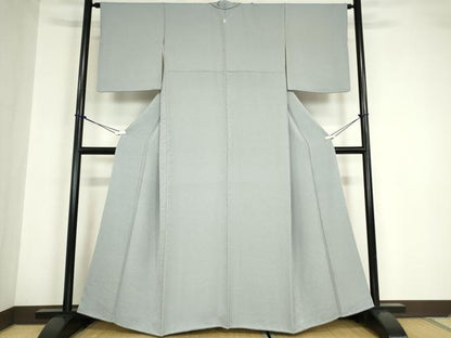 平和屋着物●上質な色無地 霞地紋 薄雲鼠色 正絹 逸品 DABA4637az
